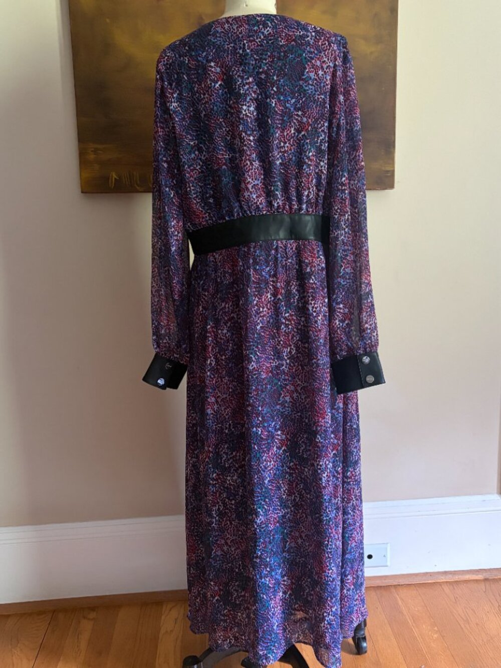 DKNY Purple Combo Animal Print Midi Dress Size Medium - Picture 3 of 12
